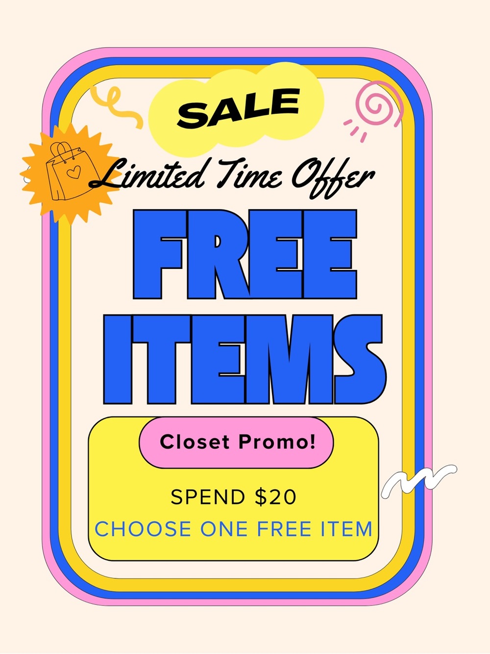 🏷️SALE!▪️FREE Items▪️Choose 1 Free item for every $20 spent in my closet! 💰